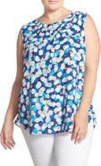 NYDJ Print Pleat Back Sleeveless Top
