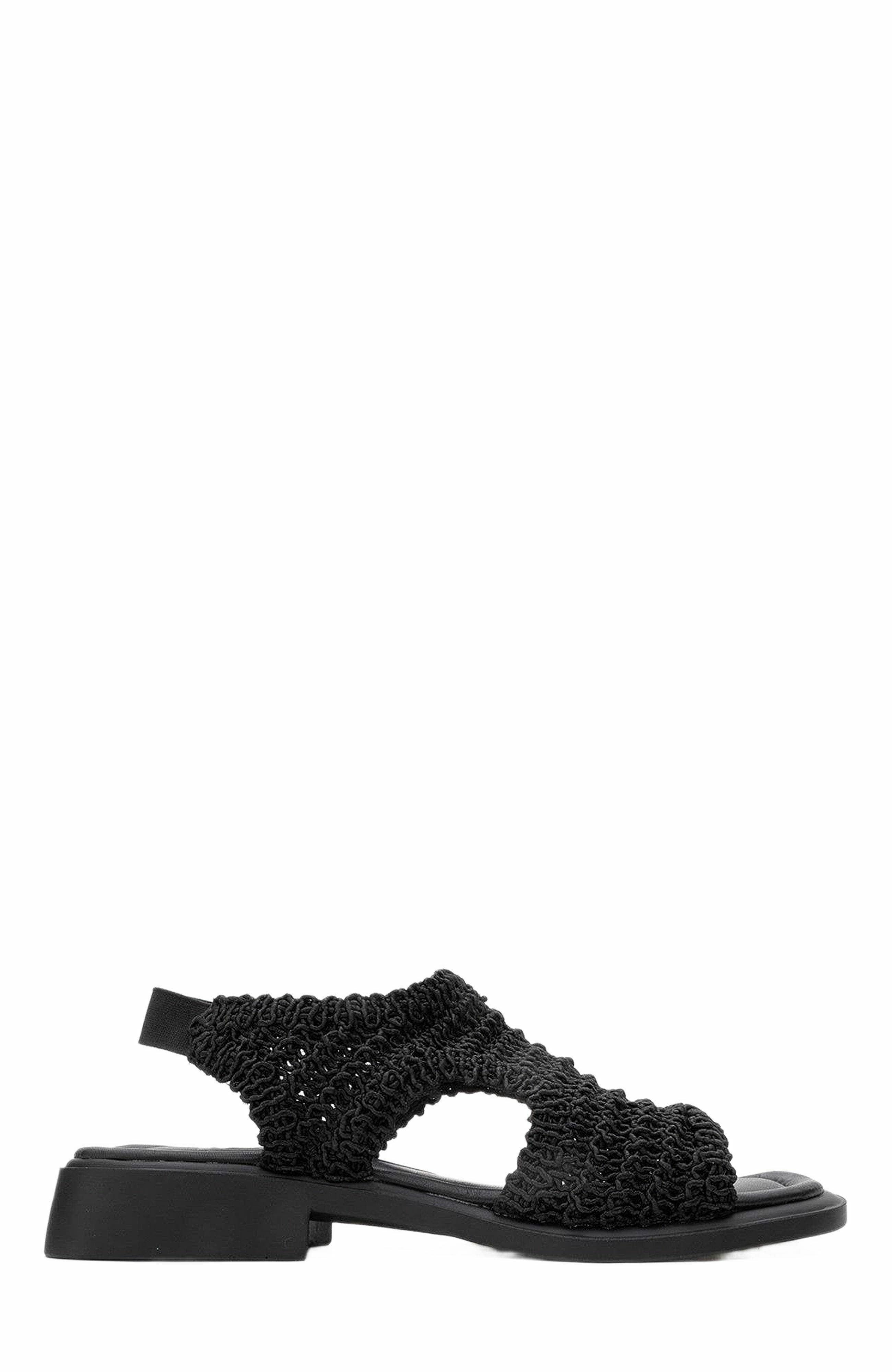 Forever & Always Shoes Weave Leather Woven Sandal, Alternate, color, Black Leather