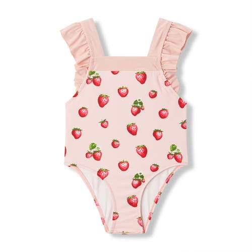 Milkbarn Ruffle Square Neck Swimsuit In Red