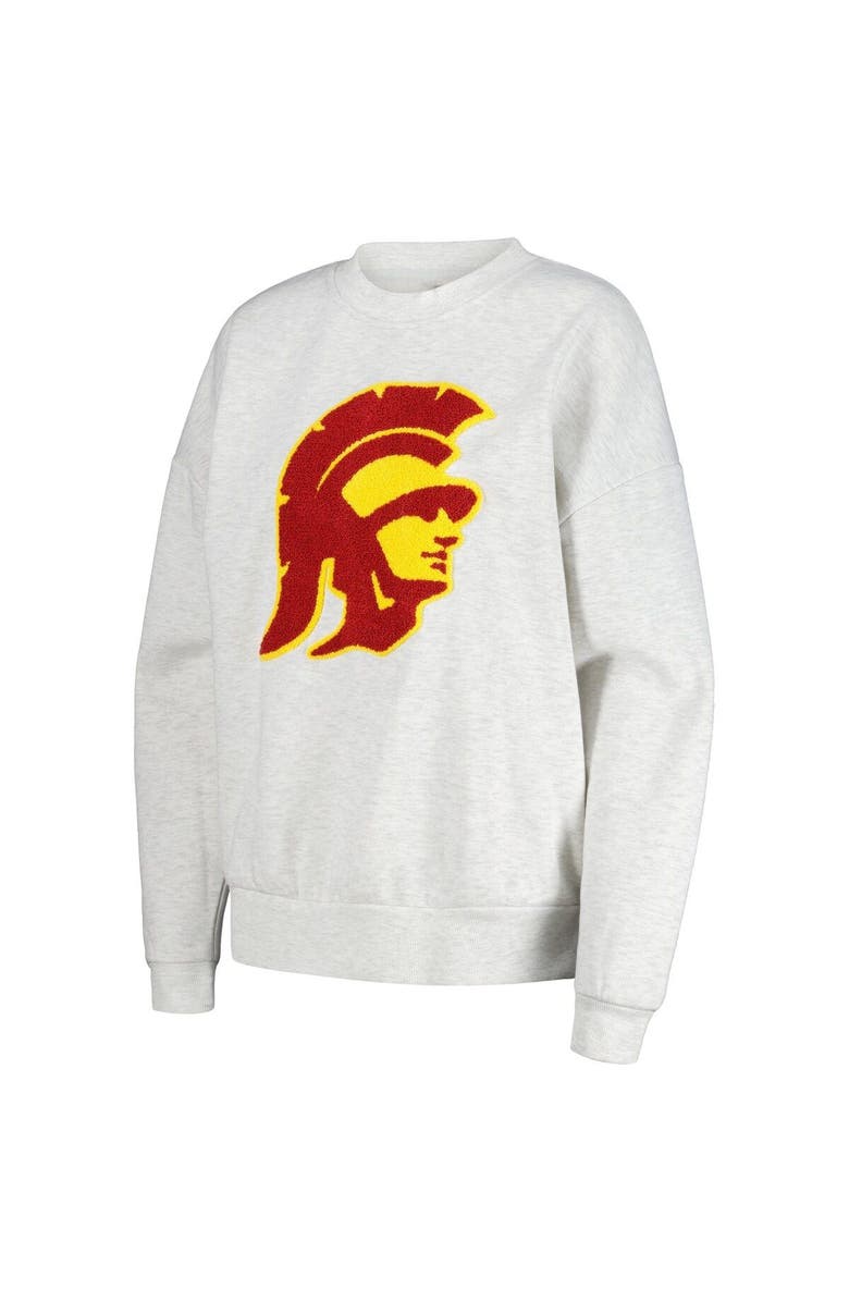 GAMEDAY COUTURE Women's Gameday Couture Ash USC Trojans Team Effort Pullover Sweatshirt & Shorts Sleep Set, Alternate, color, 