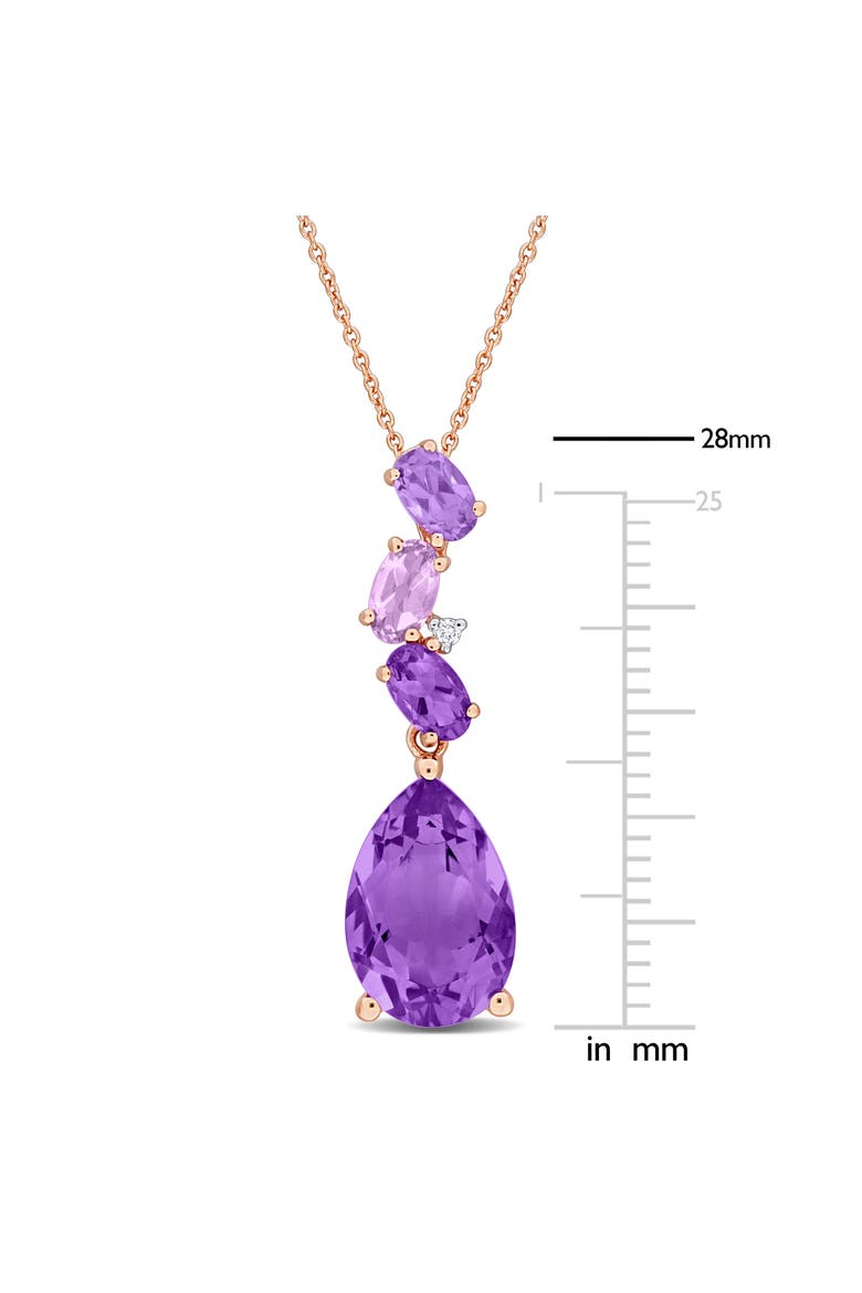 Amethyst Diamond Cluster Pendant Necklace 10k, Alternate, color, Amethyst
