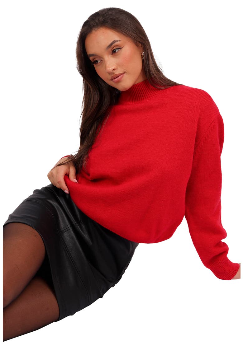 Luda Mock Neck Sweater, Alternate, color, RED