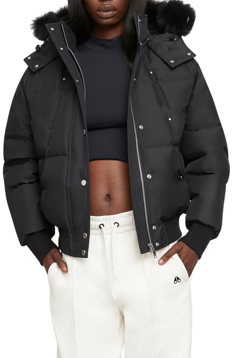 Moose Knuckles Cloud Bomber Jacket with Genuine Shearling Trim, Main, color, 