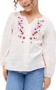 Raffya Kids Kids Dina V-Neck Embroidered Blouse