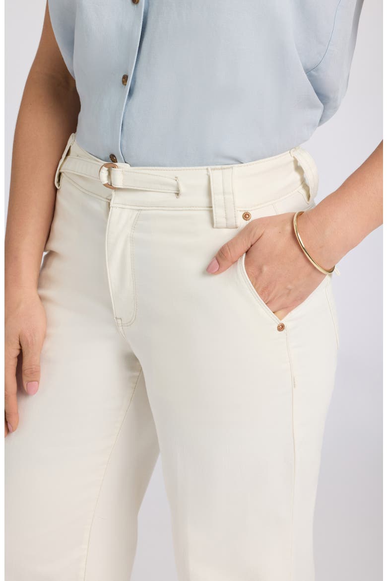 Mia Belted High Waist Palazzo Flare Jeans, Alternate, color, VINTAGE WHITE