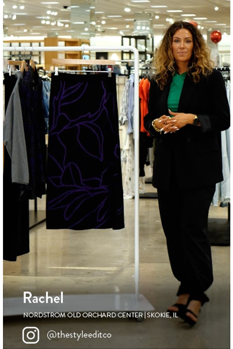 Abstract Floral Print A-Line Midi Skirt video