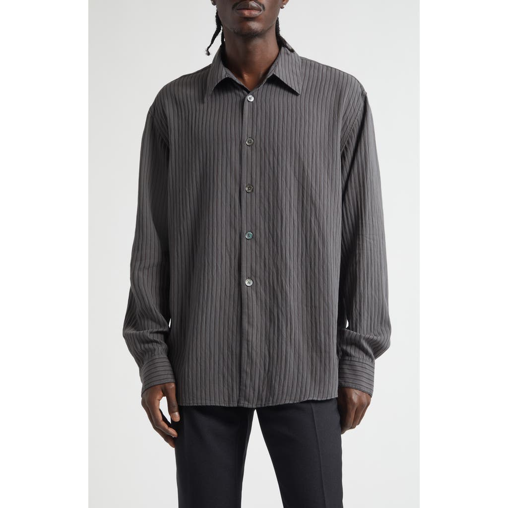OUR LEGACY Beyond Stripe Button-Up Shirt in Iron Stripe Ceremony Viscose  product