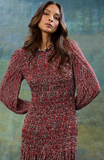 Smocked Long Sleeve Maxi Dress