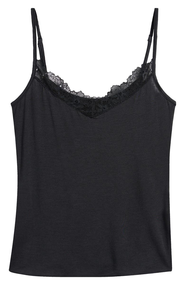 SKIMS Lace Trim Camisole, Alternate, color, Onyx