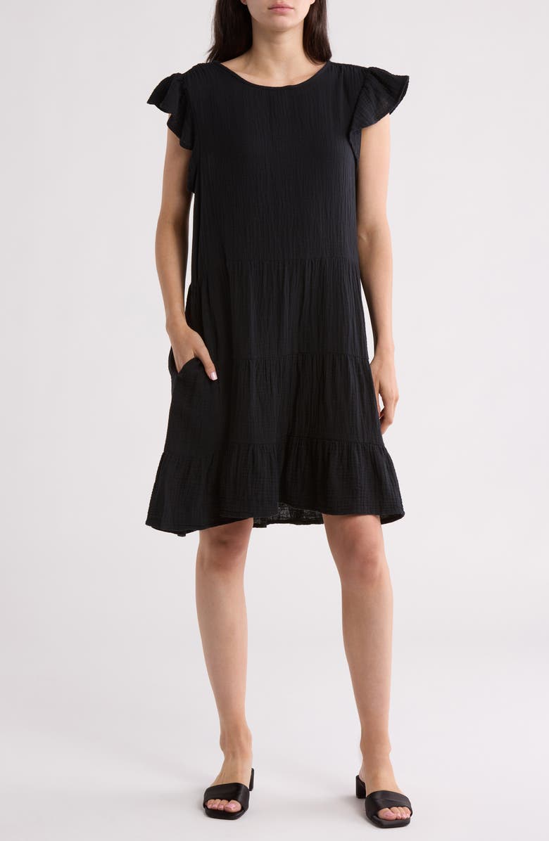 Maisie Flutter Sleeve Tiered Cotton Dress, Main, color,