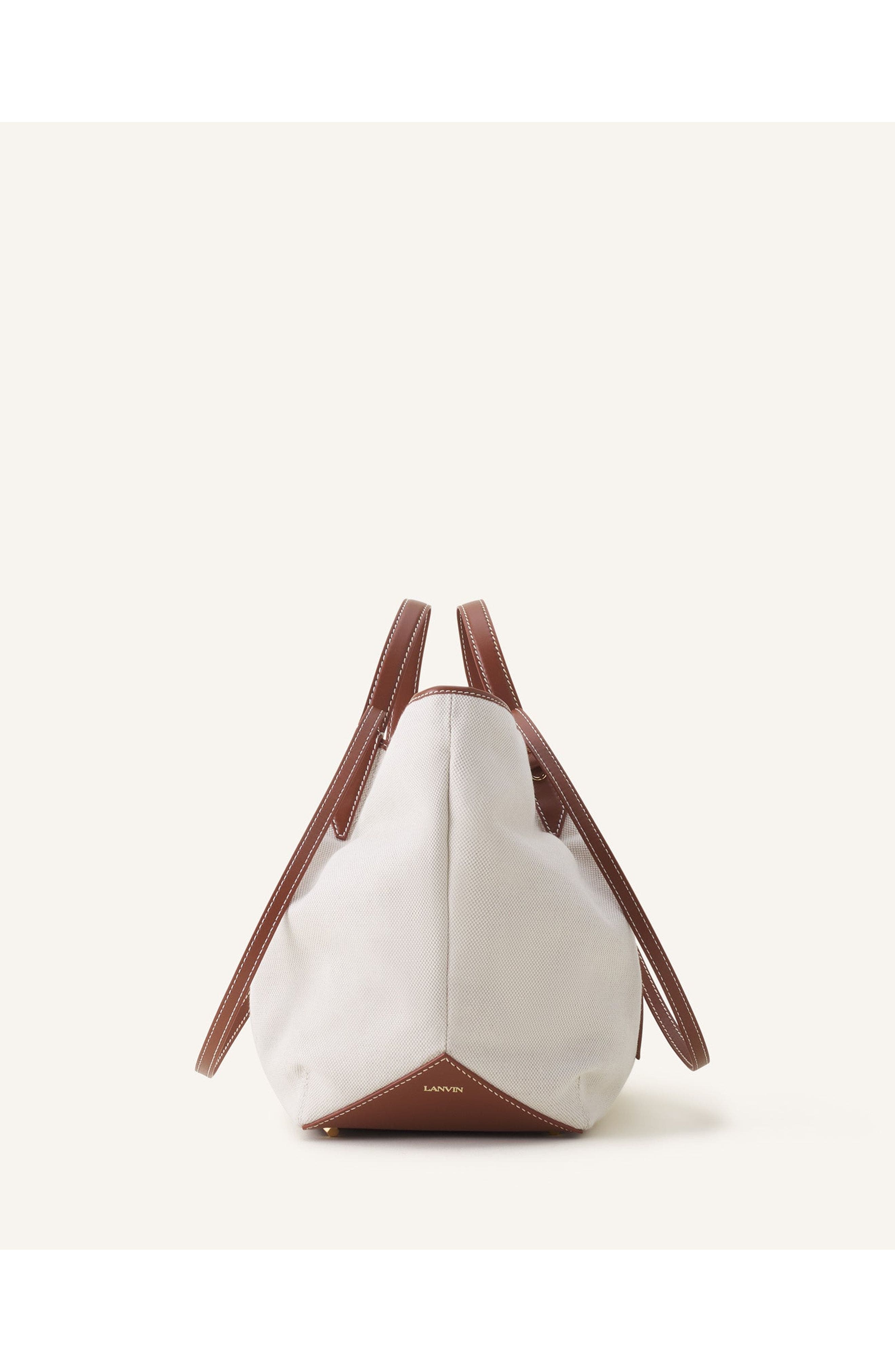 Lanvin Catch By Lanvin Canvas Tote Bag, Alternate, color, Ecru/Cognac