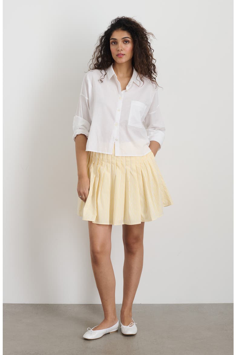 Penelope Stripe Pleated Miniskirt, Alternate, color, WHITE/ YELLOW