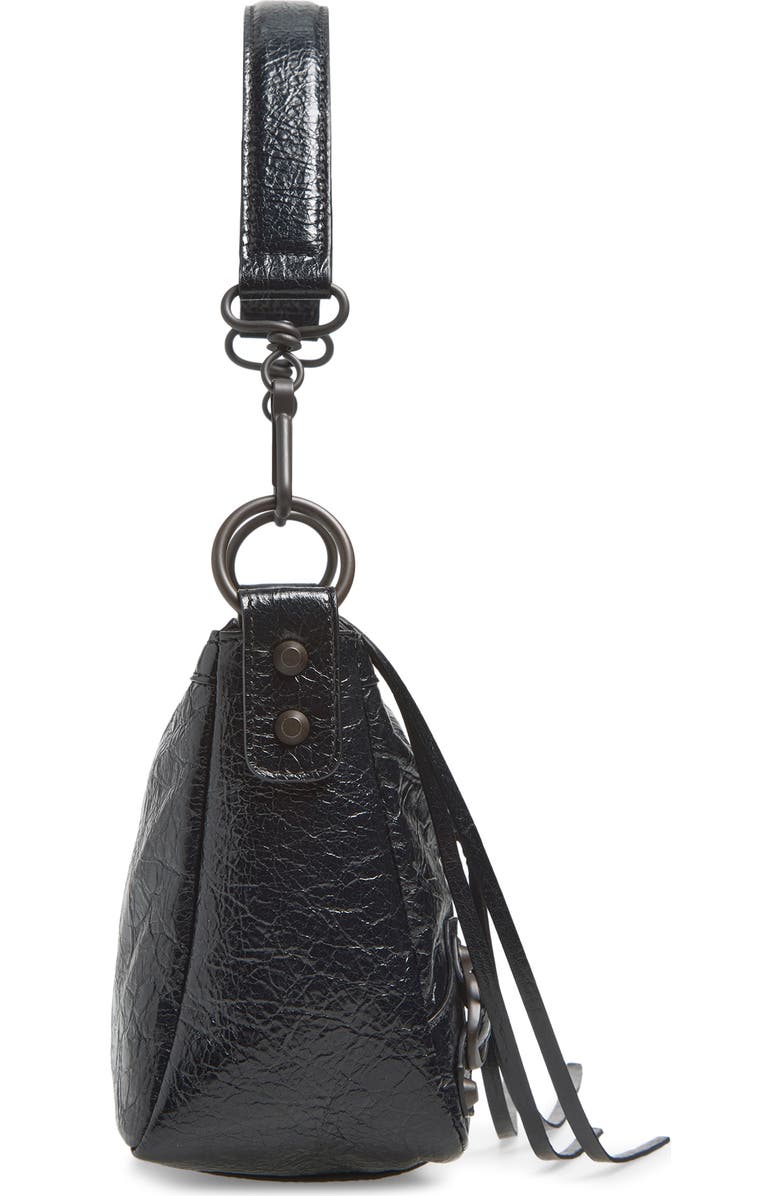 Balenciaga Mini Le City Moto Leather Shoulder Bag, Alternate, color, 1000 Black