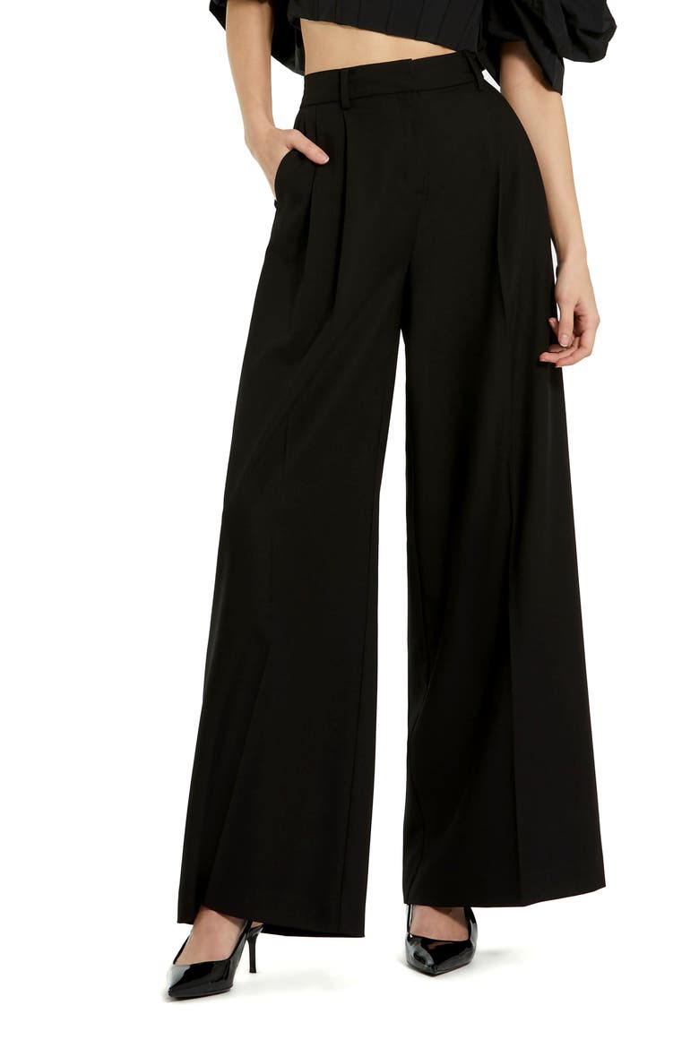 Classic Crepe Wide Leg Work Trousers, Main, color, Black