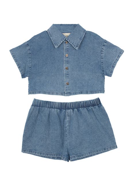 Zoey Denim Two Piece Short Set
