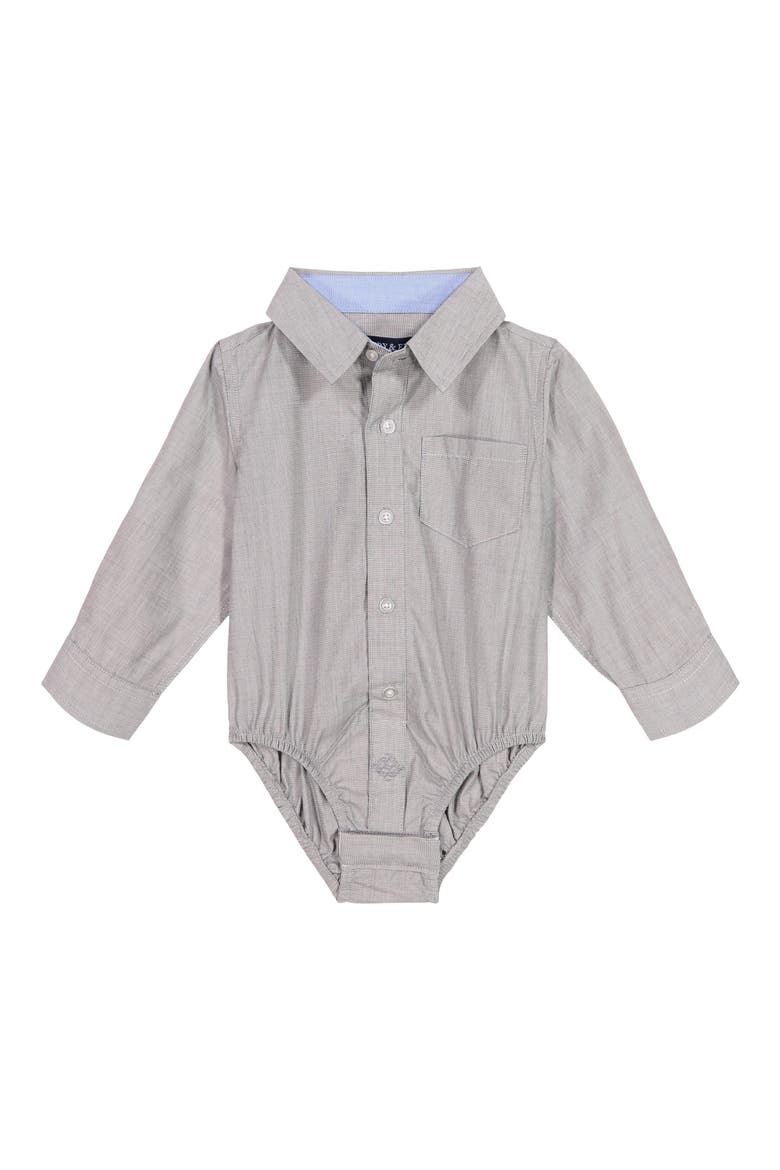 Button-Up Long Sleeve Bodysuit, Main, color, GREY