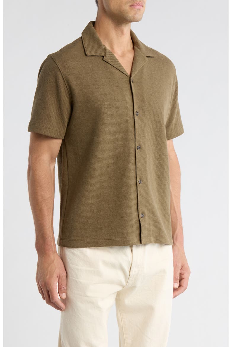 Bouclé Knit Short Sleeve Camp Shirt, Alternate, color, KALAMATA