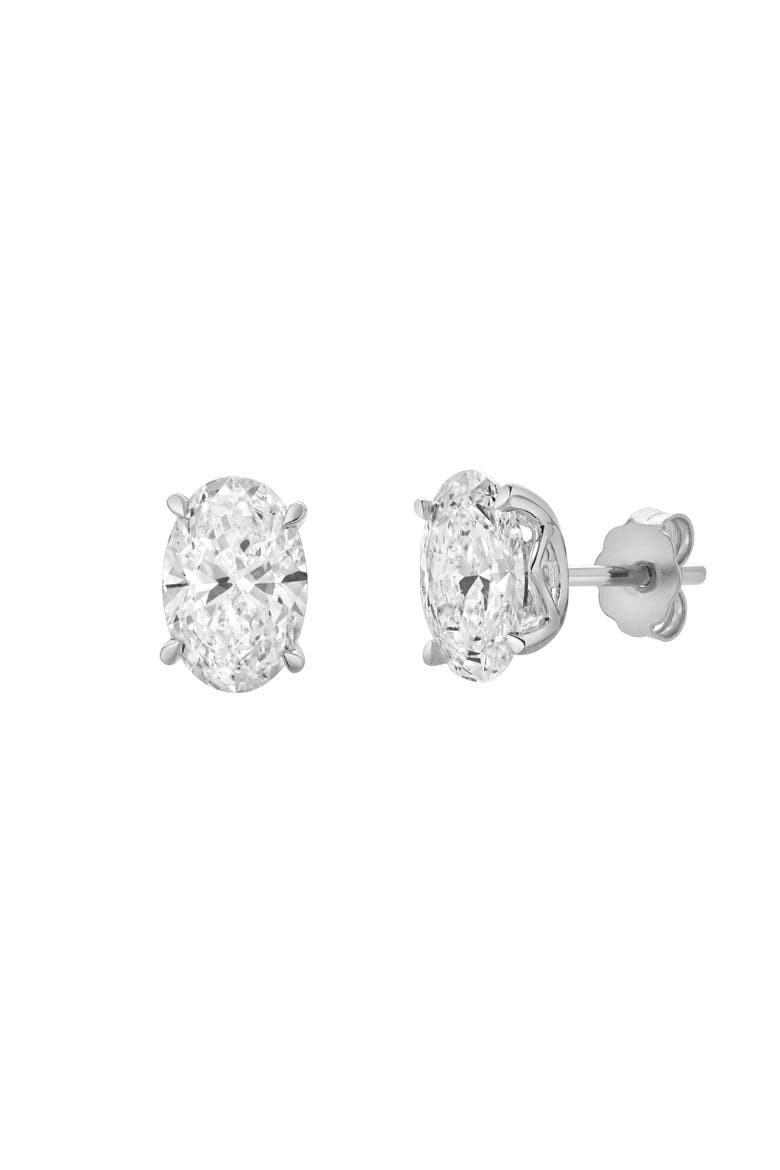 Ellora 14K Gold Lab Grown Oval Solitaire Diamond Earrings - 2.03 Cts, Alternate, color, 14K White Gold