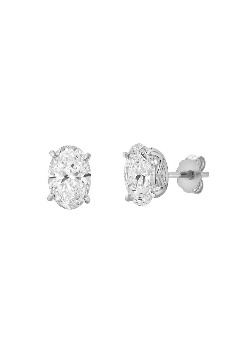 LuvMyJewelry Ellora 14K Gold Lab Grown Oval Solitaire Diamond Earrings - 2.03 Cts, Alternate, color, 14K White Gold