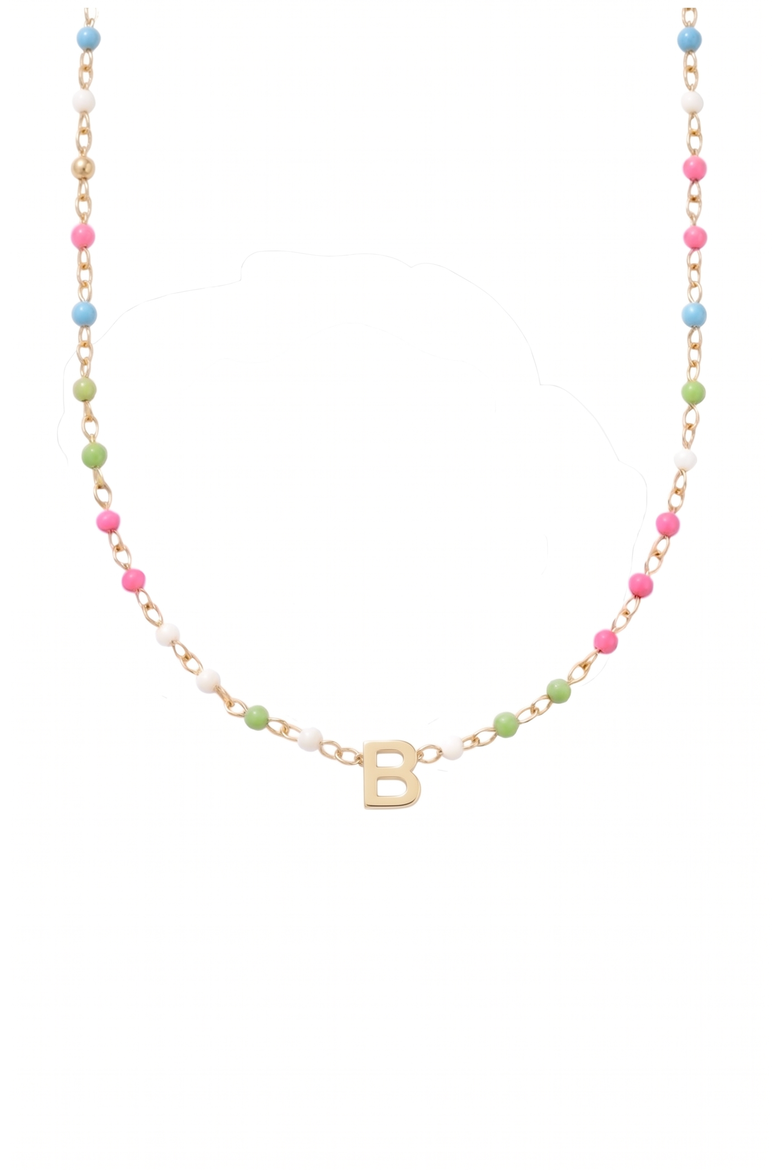 custom initial dainty colorful enamel 14k gold filled necklace, Main, color, Gold B