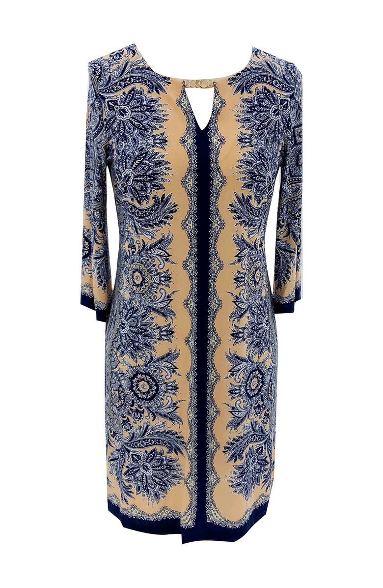 SANDRA DARREN Quarter Sleeve Key Hole Shift Dress, Main, color,