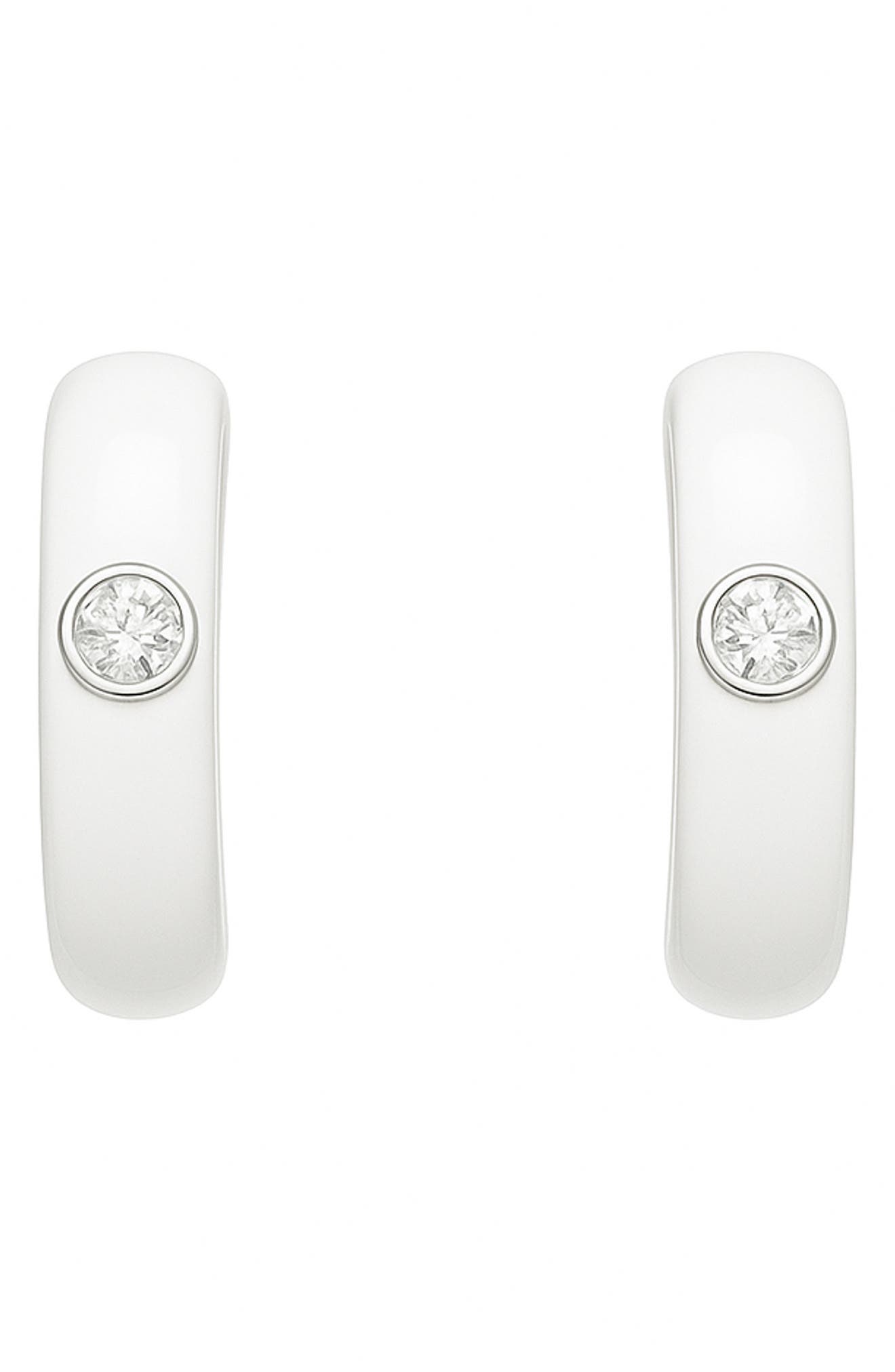 House of Frosted Gemstone & Enamel Huggie Hoop Earrings