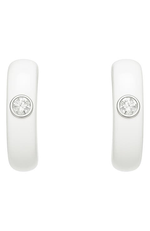 Gemstone & Enamel Huggie Hoop Earrings