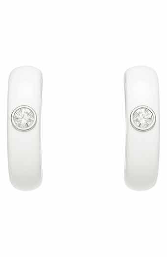 House of Frosted Gemstone & Enamel Huggie Hoop Earrings