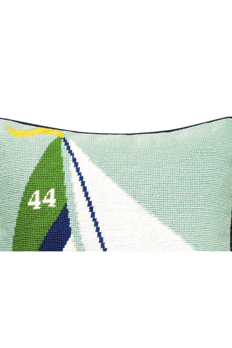 Sailboat Needlepoint Accent Pillow, Alternate, color, Blue