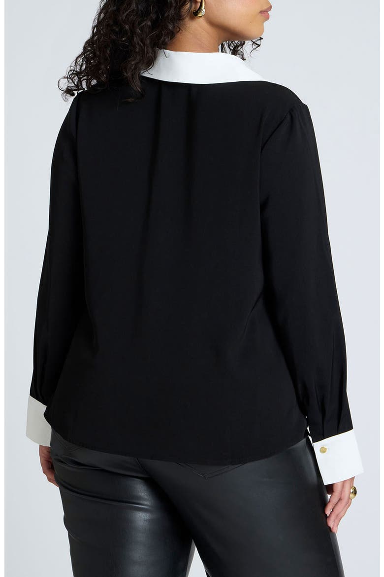 Contrast Button-Up Shirt, Alternate, color, BLACK ONYX