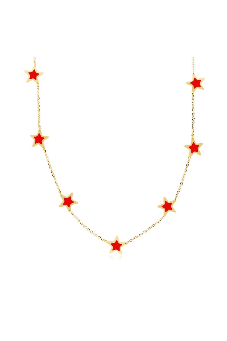 Coral Star Station Necklace, Main, color, Coral