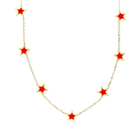 Coral Star Station Necklace