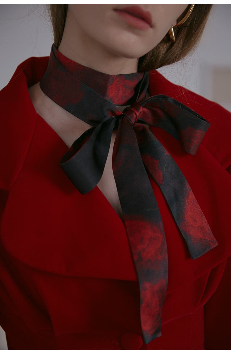 Lost Pattern La Rosa Silk Skinny Scarf, Alternate, color, Red
