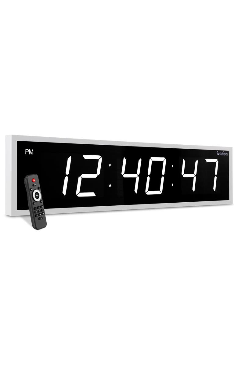 Ivation Large Digital Clock, 72 Led Wall Clock with Stopwatch, Alarms, Timer, Temp & Remote, Main, color, White