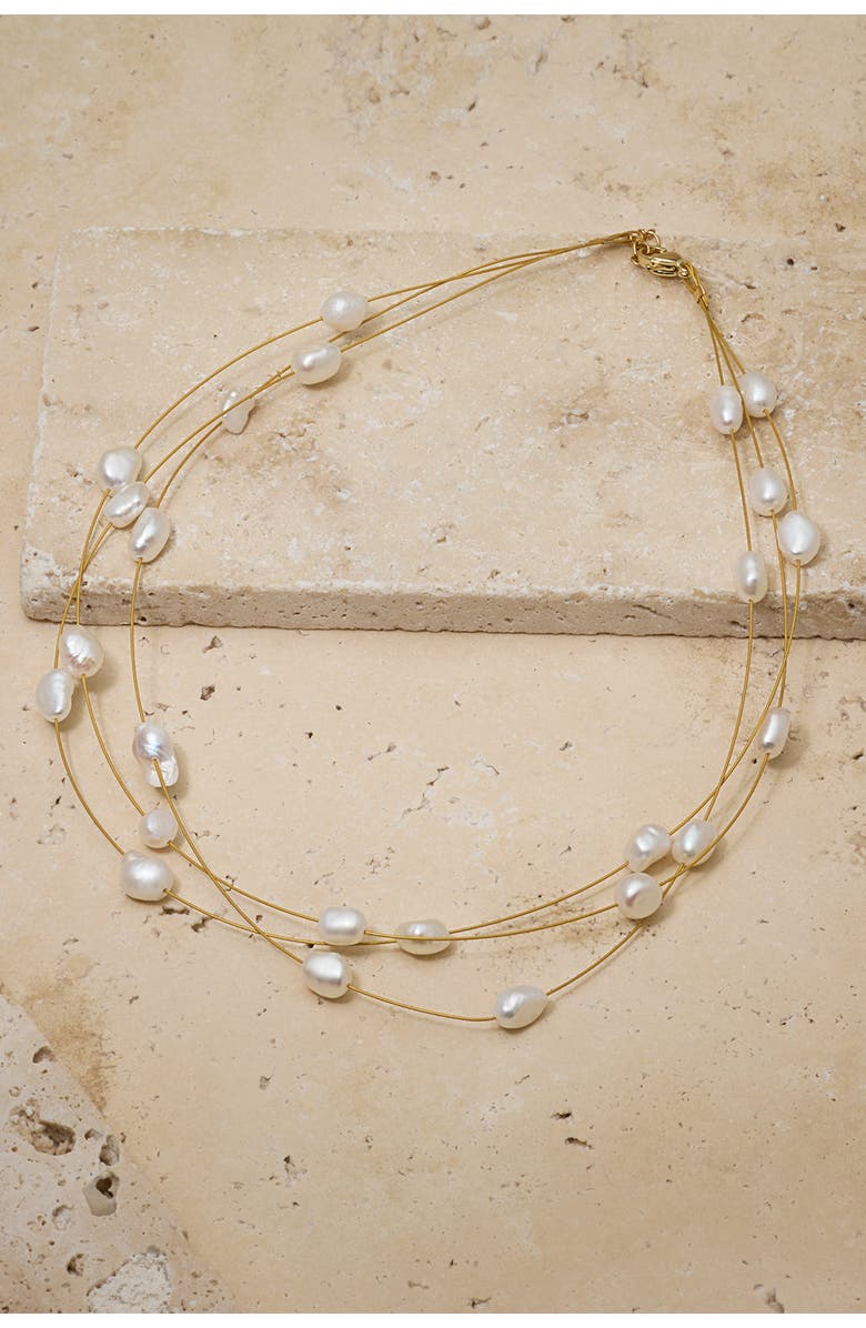 Untamed Petals Pacific Pearl Choker, Alternate, color, Gold