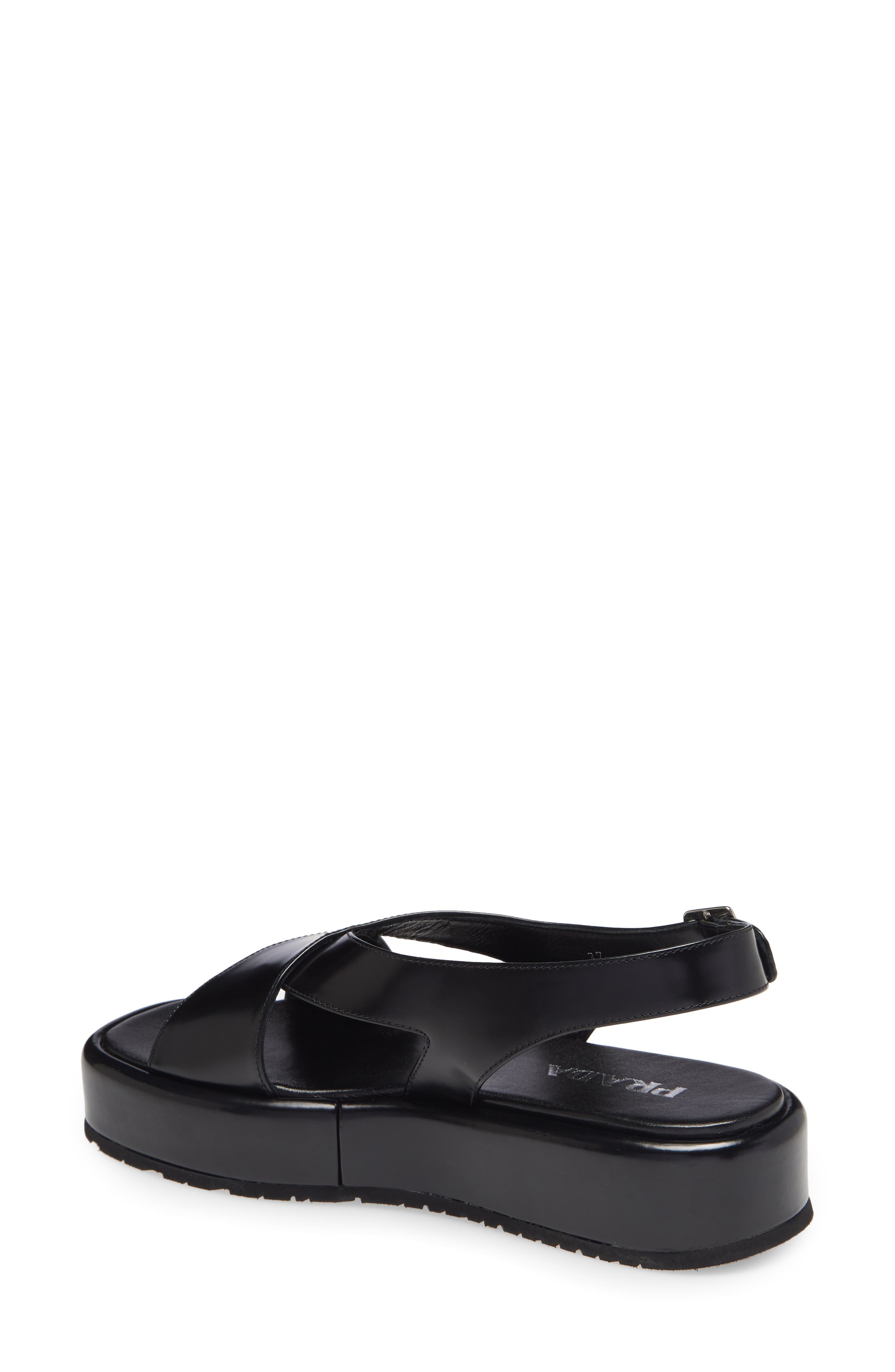 Prada Cross Strap Platform Sandal, Alternate, color, 