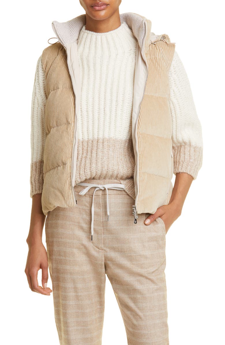 Eleventy Cotton Corduroy Vest with Removable Hood, Main, color, 
