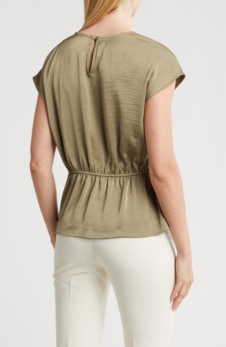 Pleione Drape Front Cap Sleeve Peplum Top, Alternate, color, Sage Green