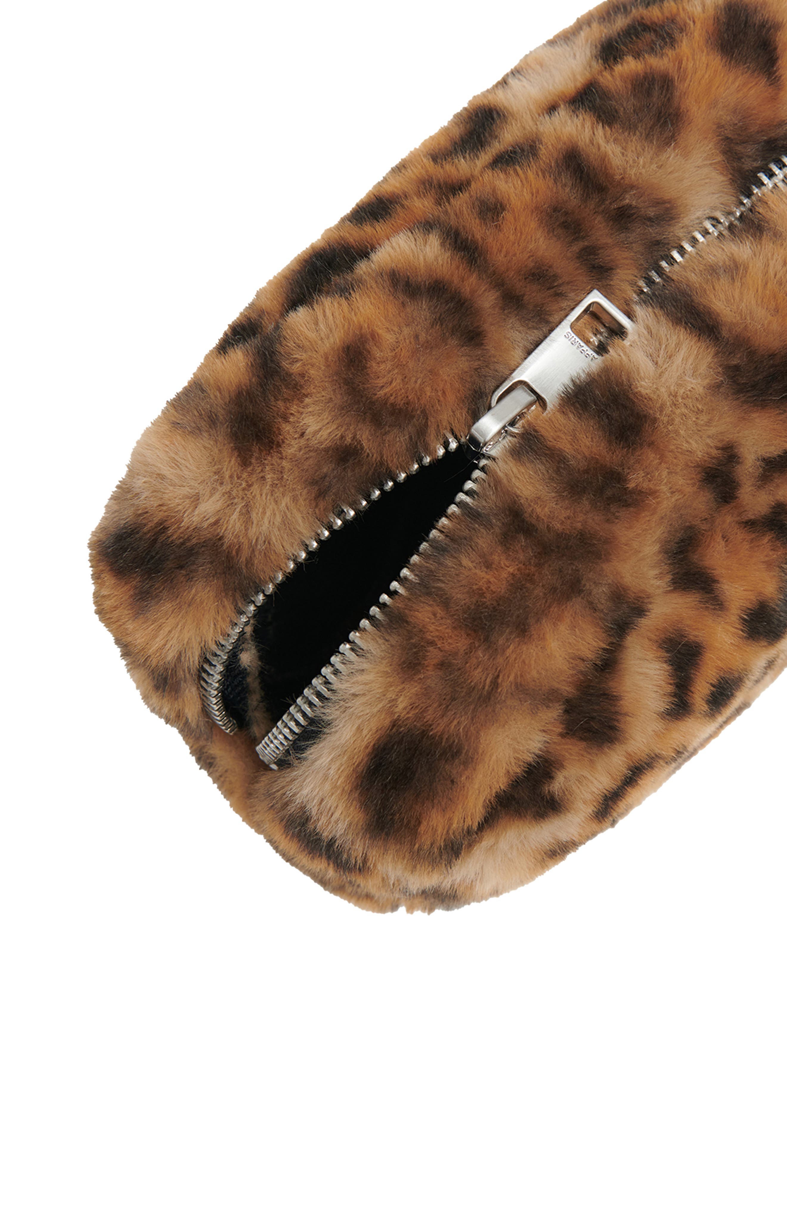 Noor Leopard Print Faux Fur Pouch, Alternate, color, LEOPARD