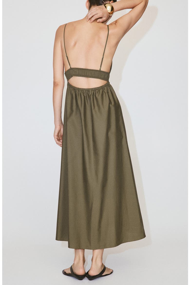 V-Neck Shirred Lyocell Blend Dress, Alternate, color, GREEN