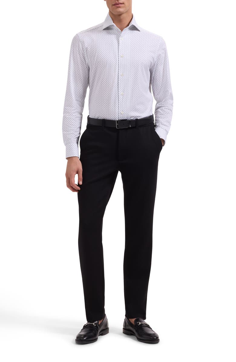 Bugatchi Devon OoohCotton<sup>®</sup> Dot Print Button-Up Shirt, Alternate, color, White
