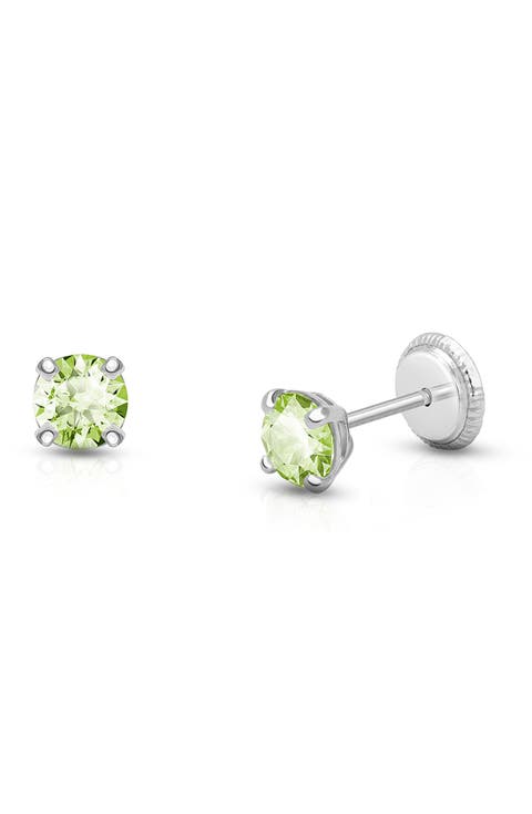 14K Gold 4mm Crystal Birthstone Studs Screw Back Earrings