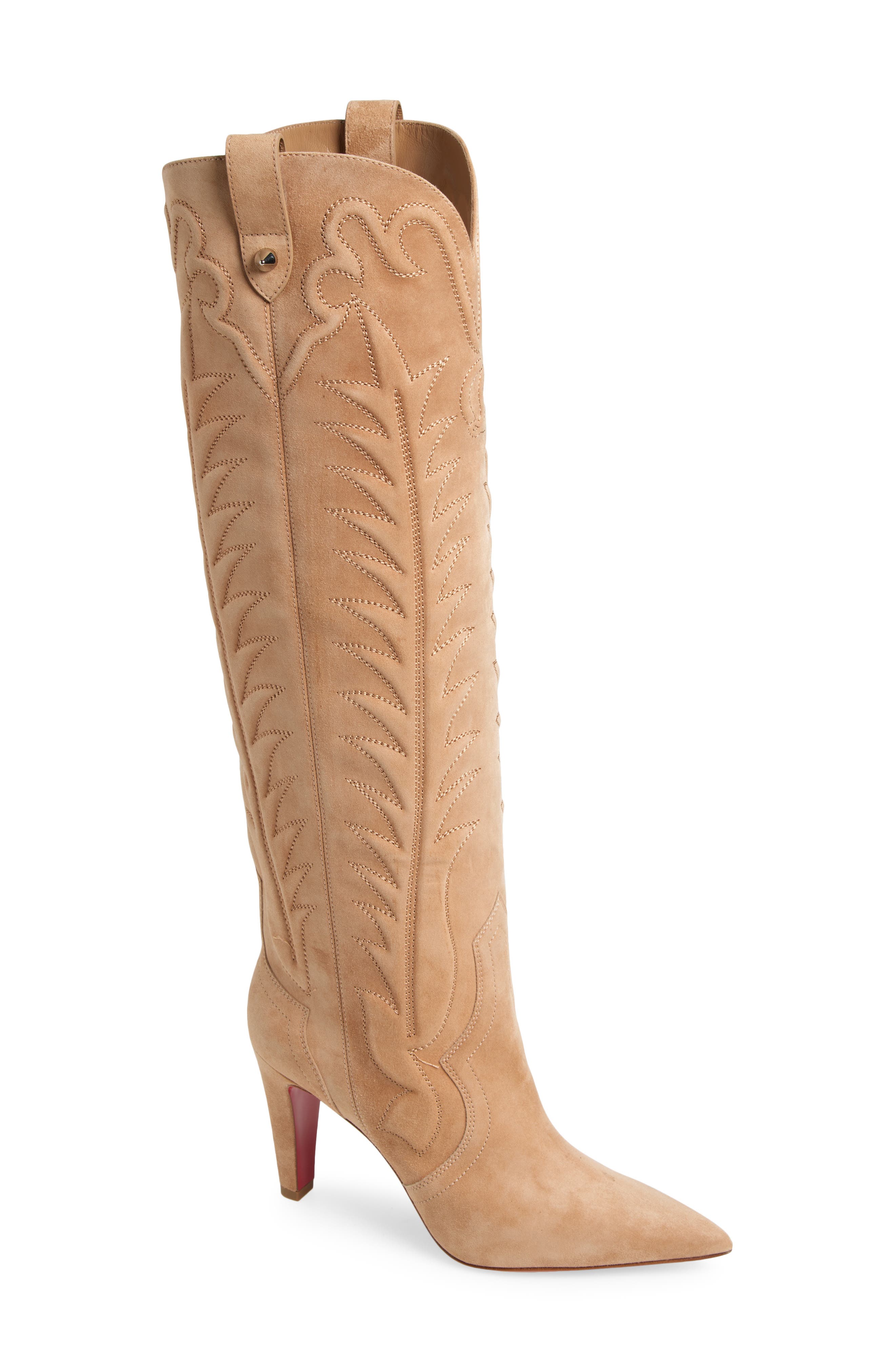 Christian Louboutin Santia Knee High Western Boot, Main, color, 