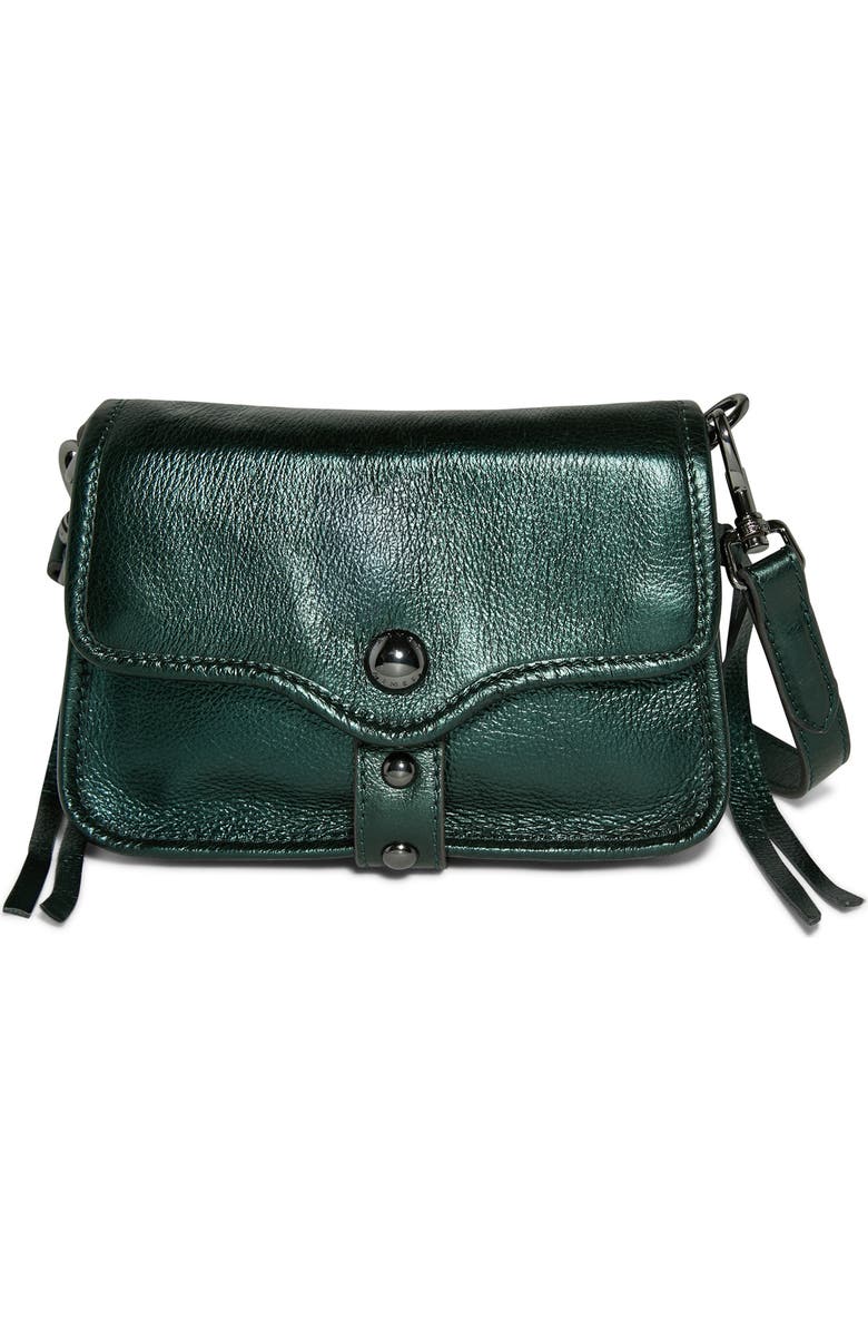AIMEE Mini Great Escape Metallic Leather Crossbody Bag, Main, color, Metallic Forest