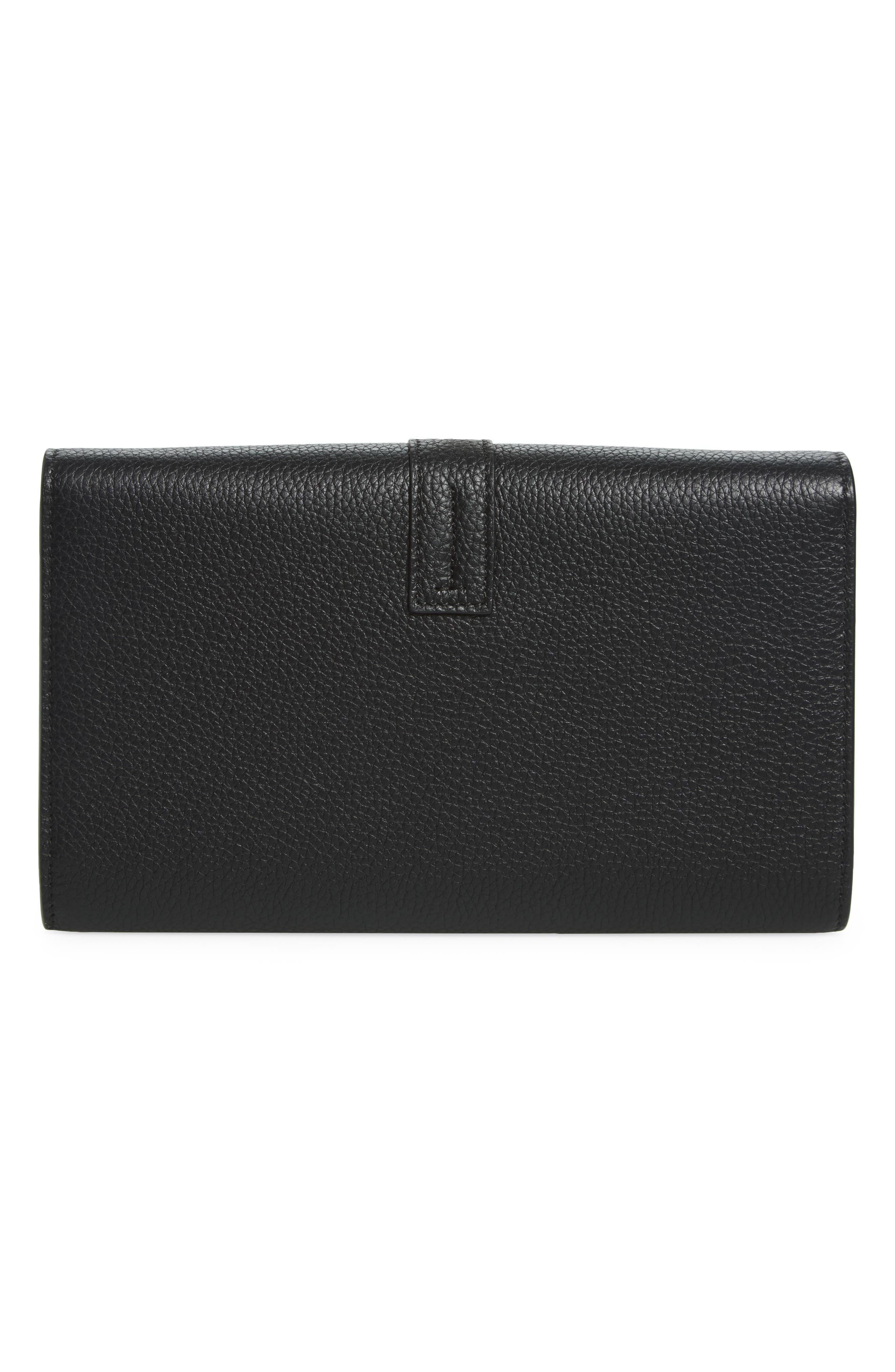 Kara Grain Leather Crossbody Wallet, Alternate, color, BLACK