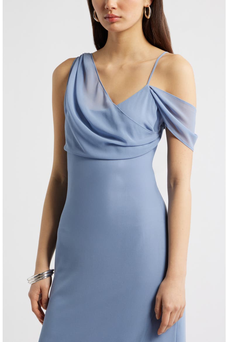 Asymmetric Chiffon Dress, Alternate, color, BLUE UMBRA
