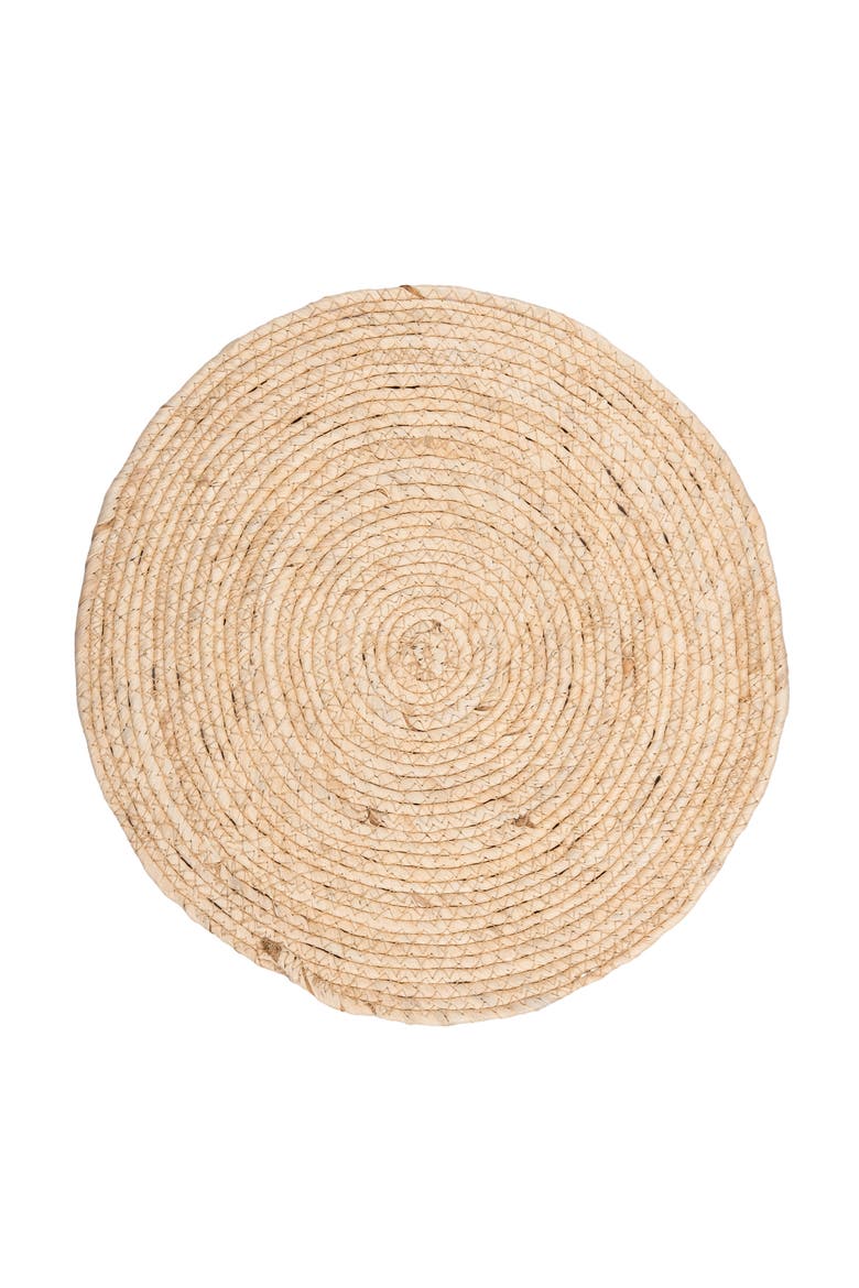White Seagrass Round Placemats Set of 6, 15", Main, color, Beige