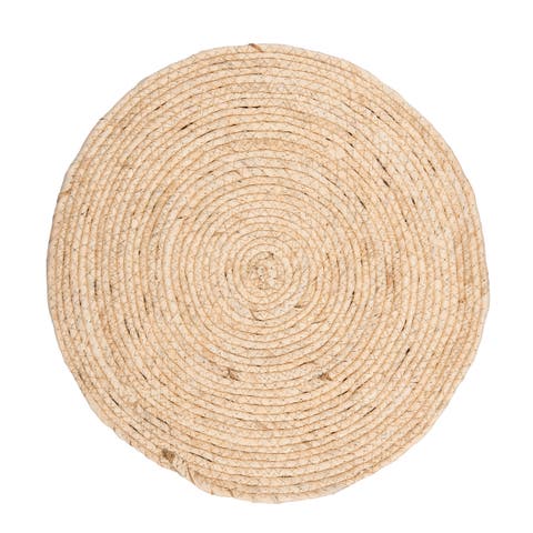 White Seagrass Round Placemats Set of 6, 15"