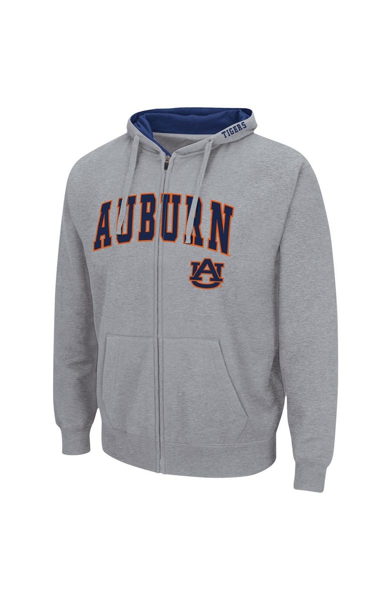 COLOSSEUM Men's Colosseum Heathered Gray Auburn Tigers Arch & Logo 3.0 Full-Zip Hoodie, Alternate, color, Heather Gray