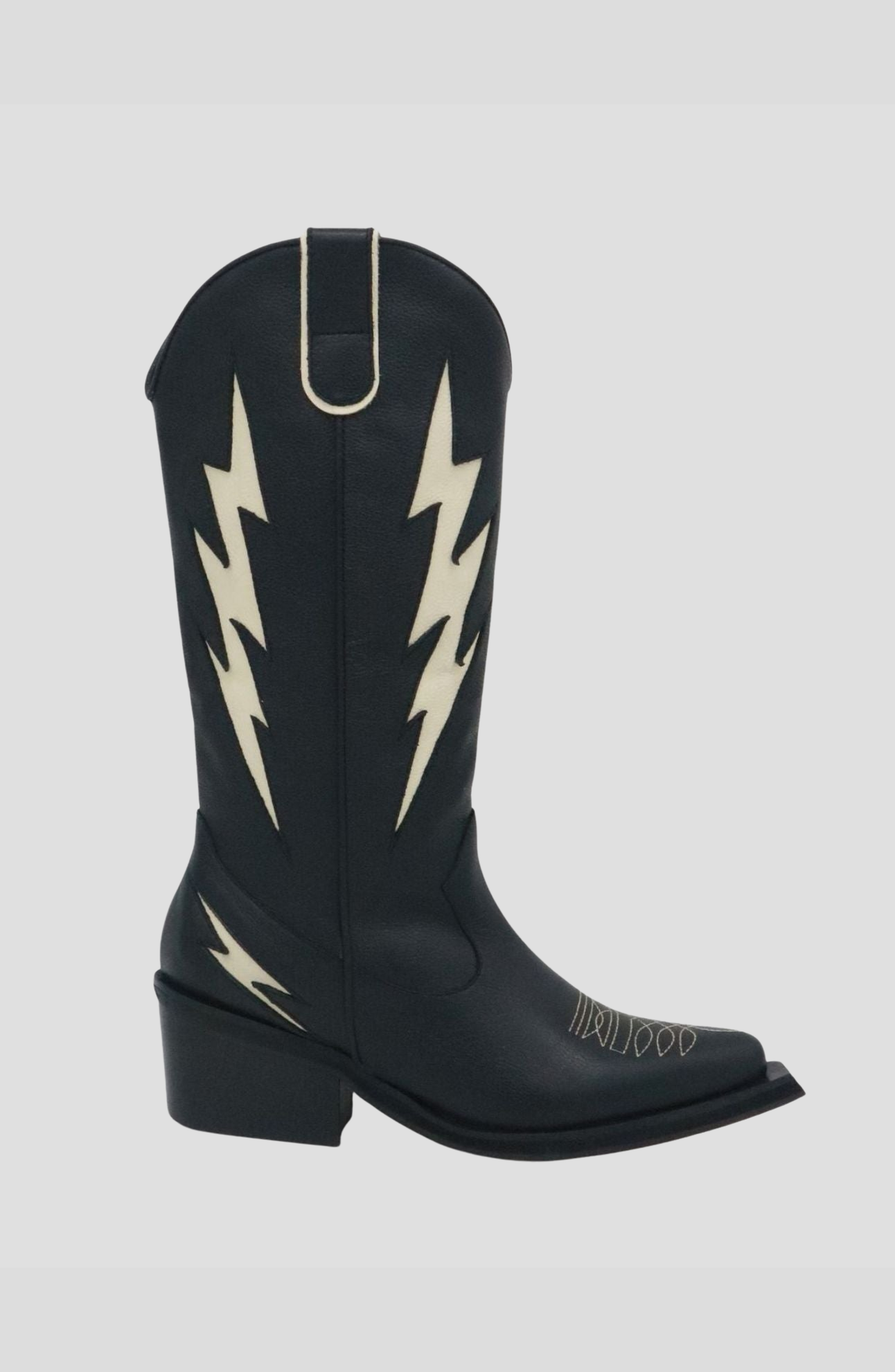 STIVALI NEW YORK Kiss Western Cowboy Boots in Black /Off White 